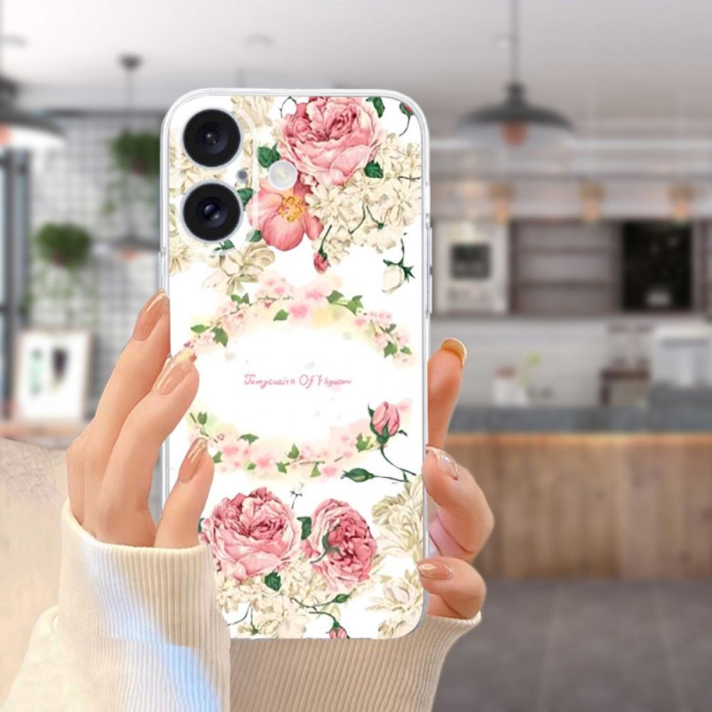 Hoesje iPhone 16 Rozen Met Transparante Rand Bescherming Hoesje