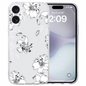 Hoesje iPhone 16 Transparante Rand Witte Bloemen Bescherming Hoesje