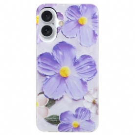 Hoesje Voor iPhone 16 Paarse Bloemen