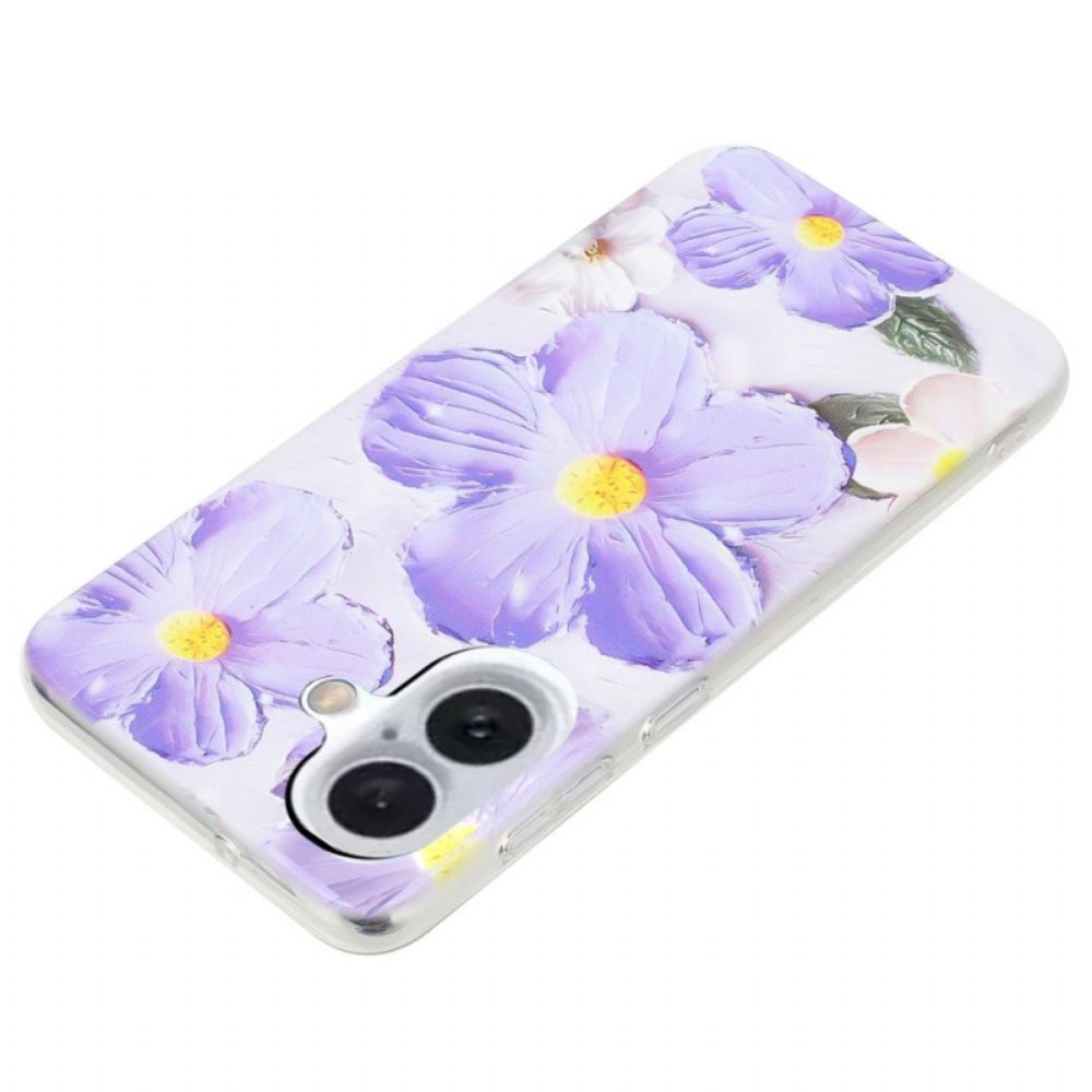 Hoesje Voor iPhone 16 Paarse Bloemen