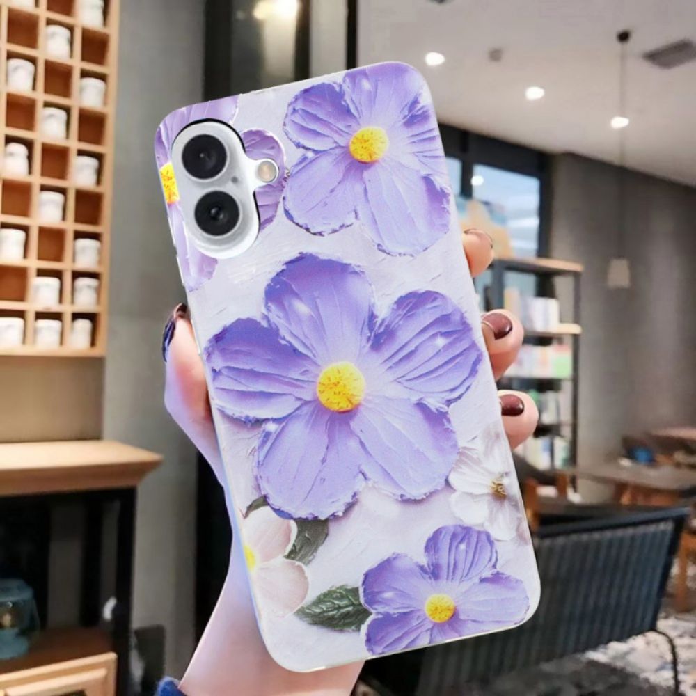 Hoesje Voor iPhone 16 Paarse Bloemen