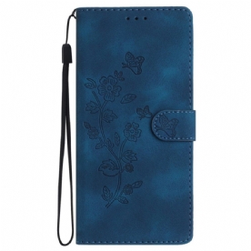 Leren Hoesje iPhone 16 Bedrukte Bloemen Met Riempje Bescherming Hoesje