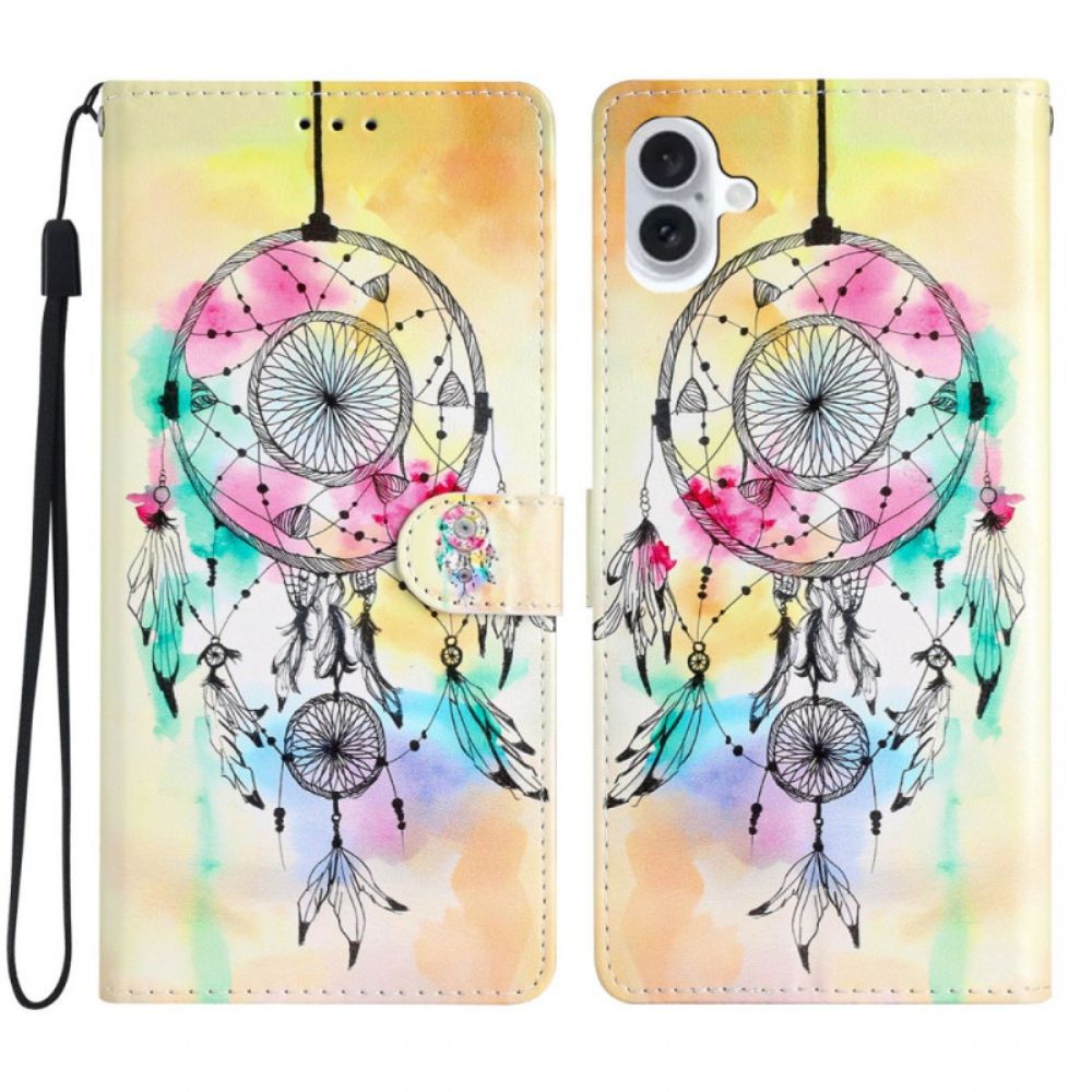 Leren Hoesje iPhone 16 Dromenvanger Met Riem