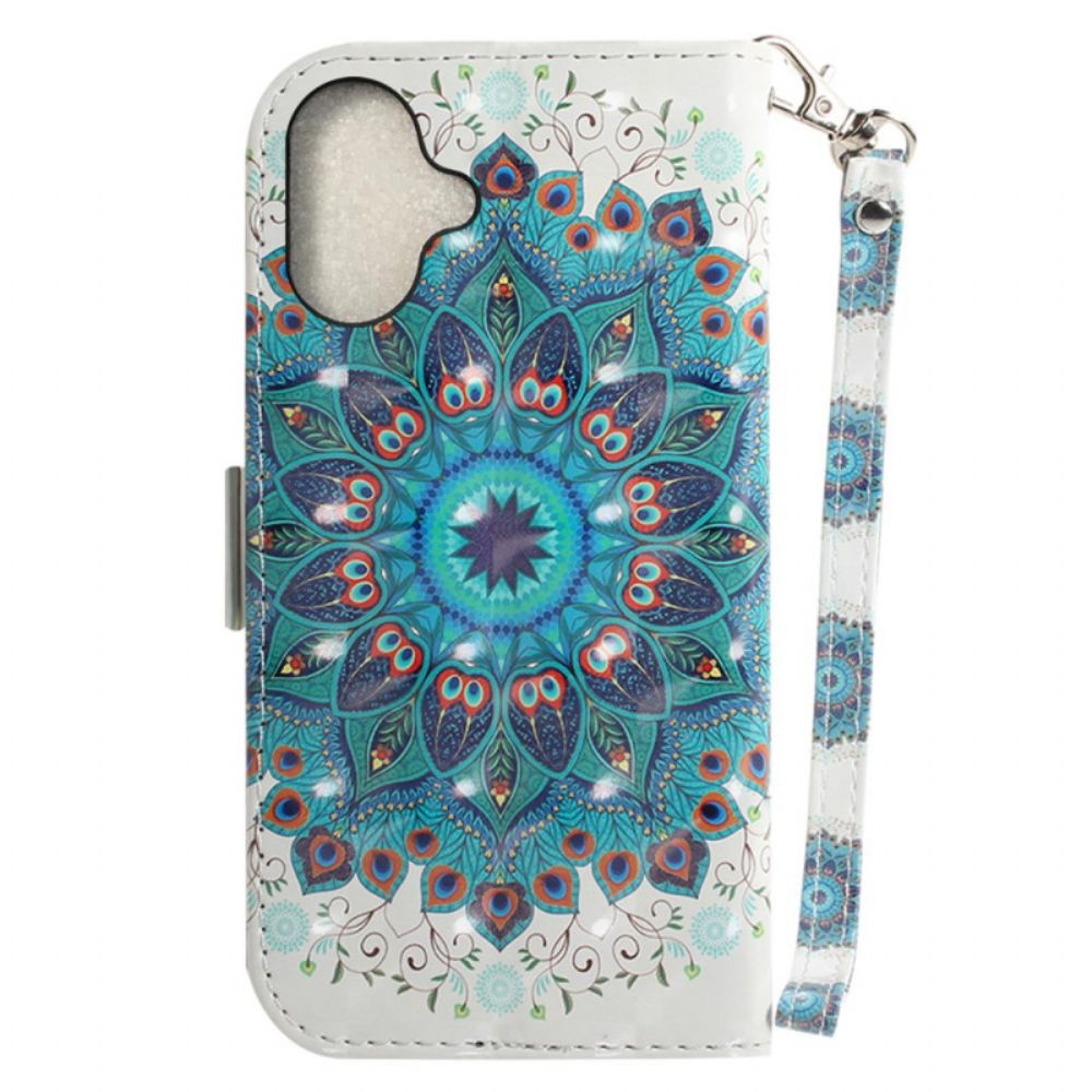 Leren Hoesje iPhone 16 Groene Mandala Met Bandje