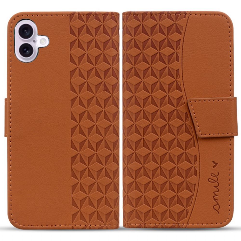 Leren Hoesje iPhone 16 Ruitpatroon