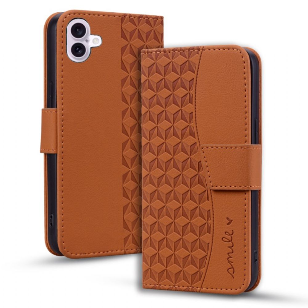 Leren Hoesje iPhone 16 Ruitpatroon