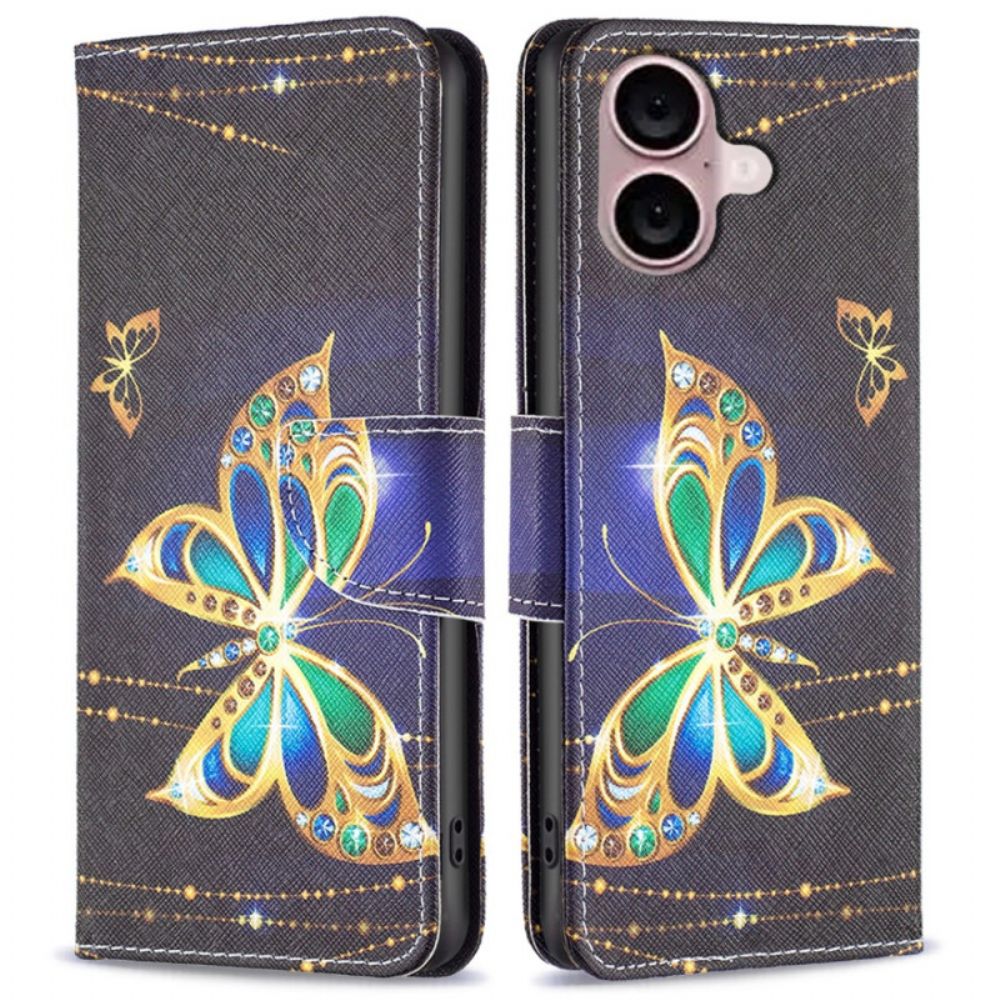 Leren Hoesje iPhone 16 Vlindersieraden