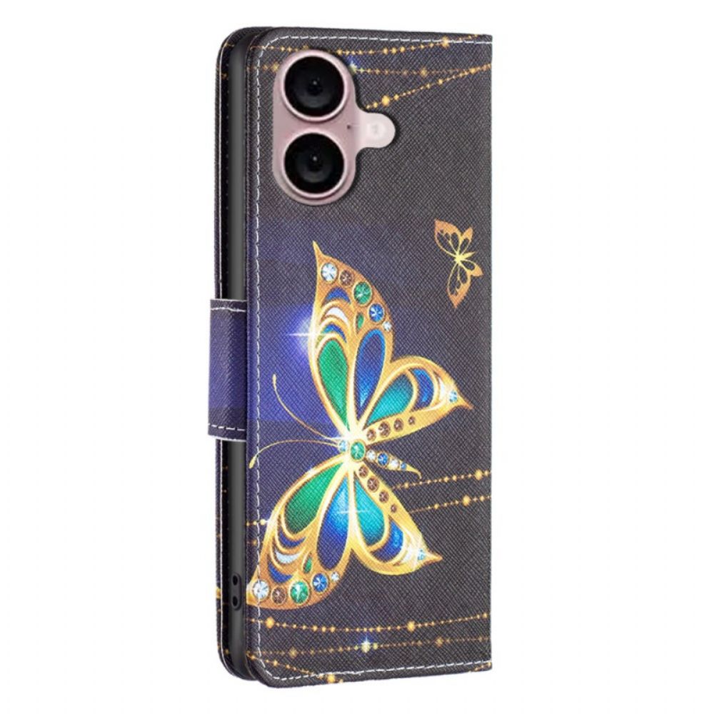 Leren Hoesje iPhone 16 Vlindersieraden