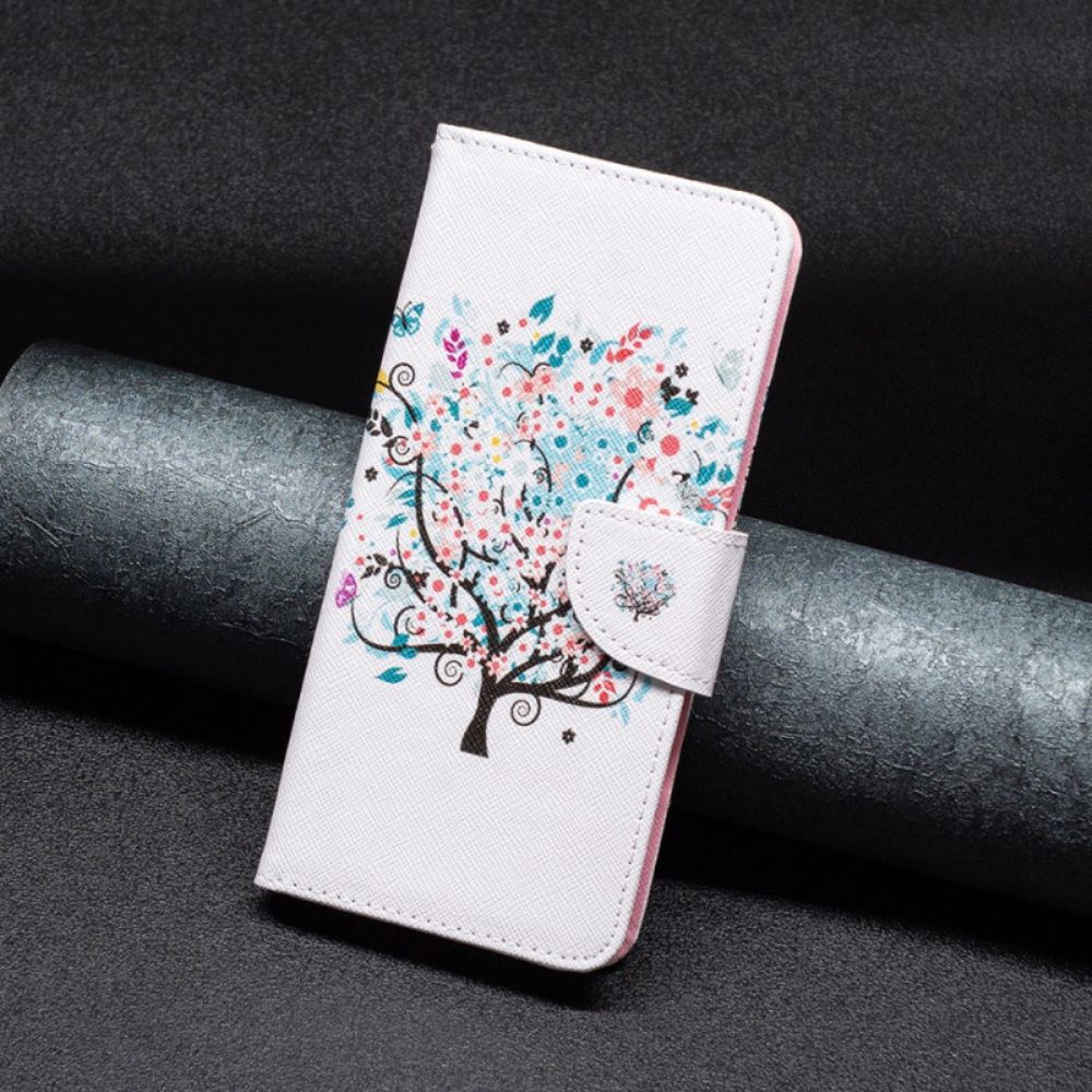 Leren Hoesje Voor iPhone 16 Bloemrijke Boom