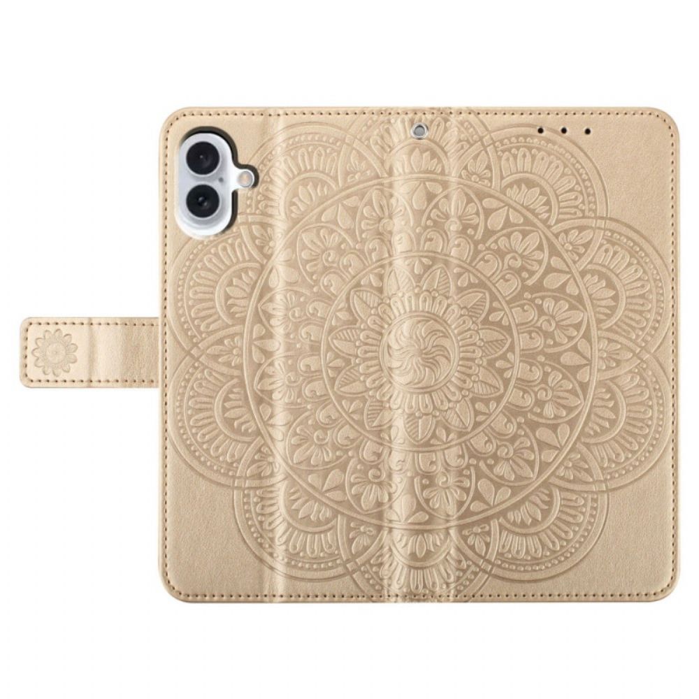 Leren Hoesje Voor iPhone 16 Mandala-riempatroon