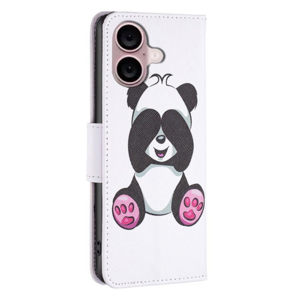 Leren Hoesje Voor iPhone 16 Panda