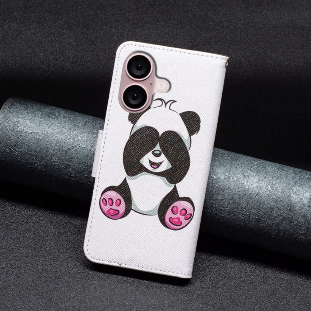 Leren Hoesje Voor iPhone 16 Panda