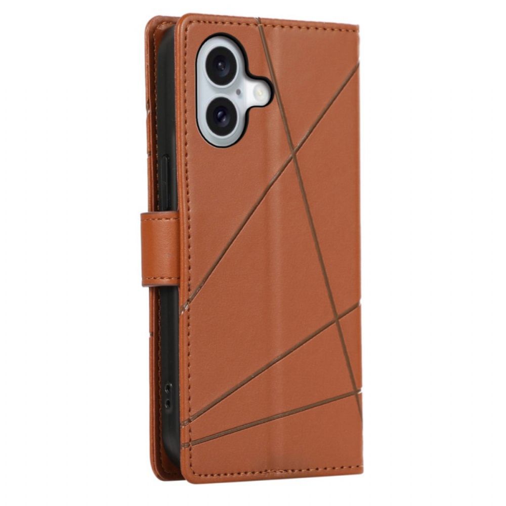 Leren Hoesje Voor iPhone 16 Straplijnen