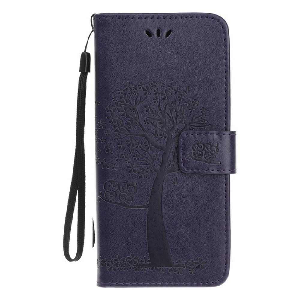 Folio-hoesje voor Samsung Galaxy Note 10 Plus Met Ketting Boom En Uilen Met Bandjes