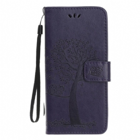 Folio-hoesje voor Samsung Galaxy Note 10 Plus Met Ketting Boom En Uilen Met Bandjes