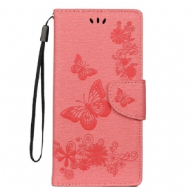 Folio-hoesje voor Samsung Galaxy Note 10 Plus Met Ketting Vlinders En Bloemenstropdassen