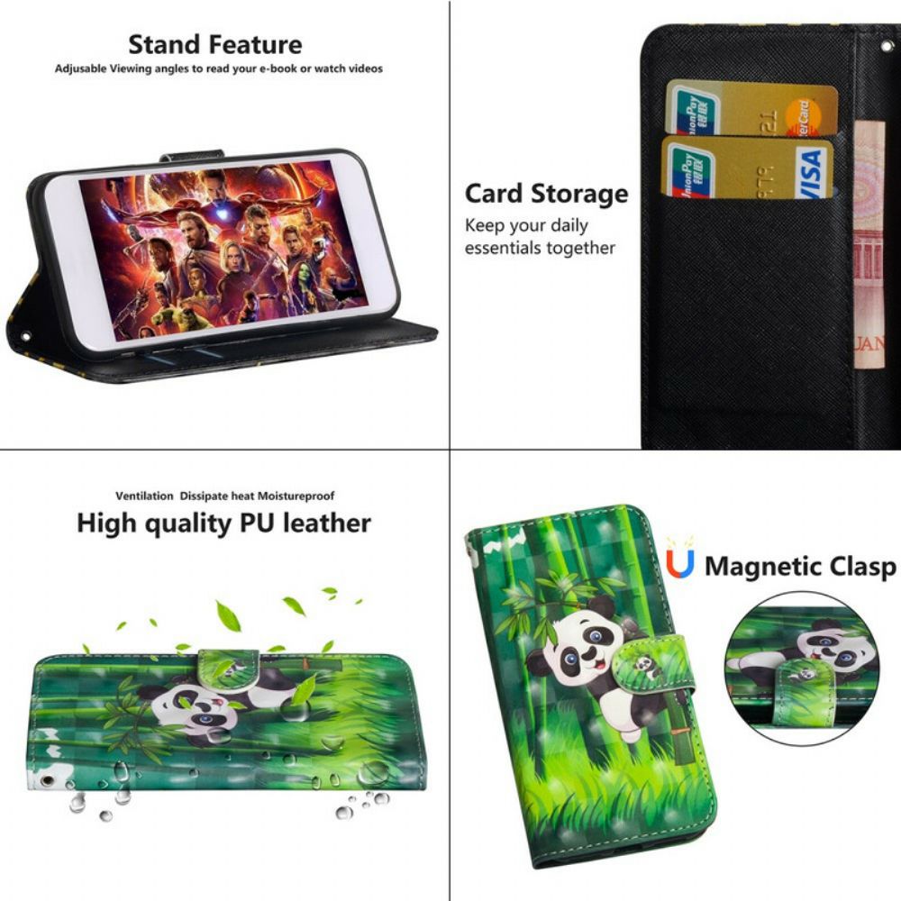 Folio-hoesje voor Samsung Galaxy Note 10 Plus Panda En Bamboe