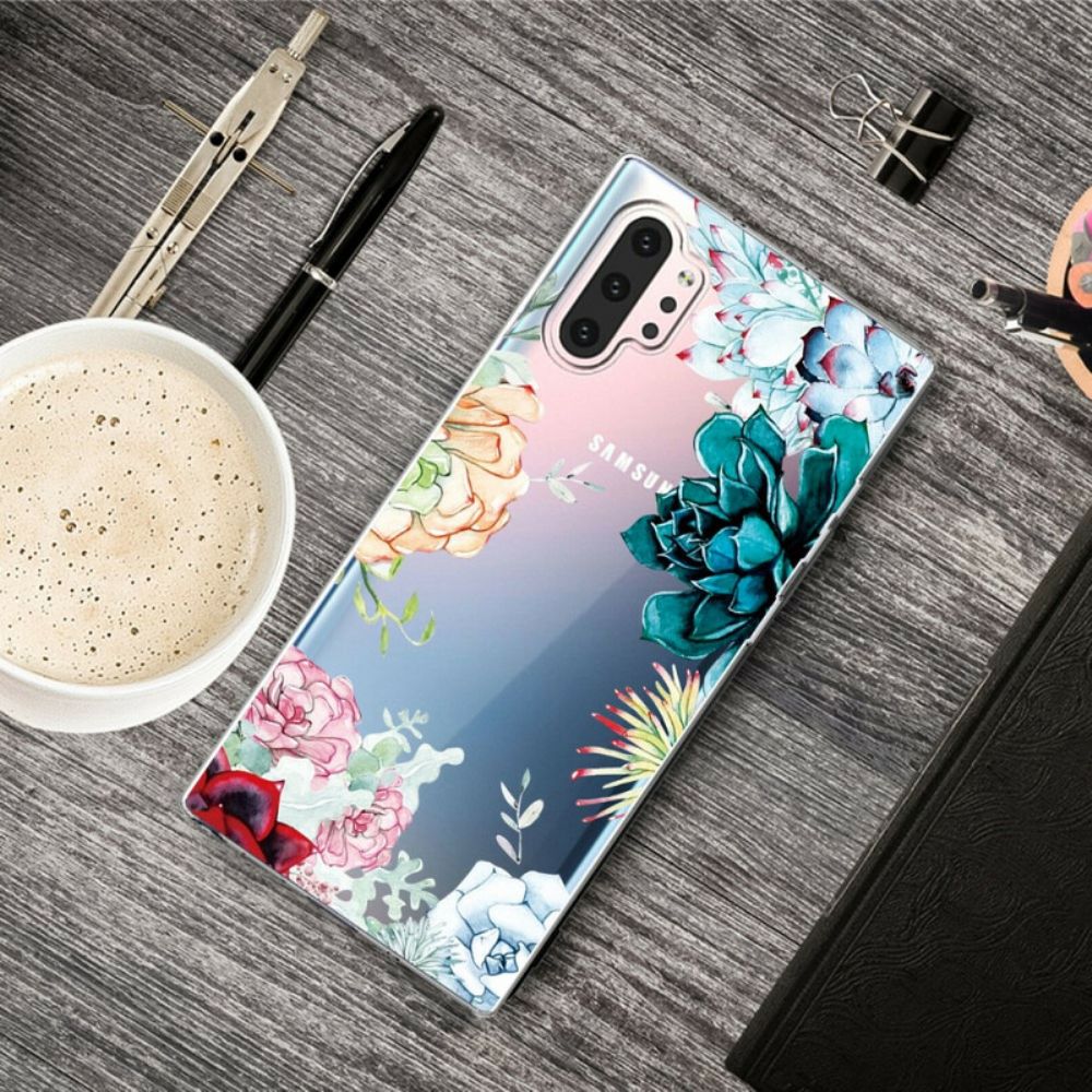 Hoesje voor Samsung Galaxy Note 10 Plus Naadloze Aquarelbloemen