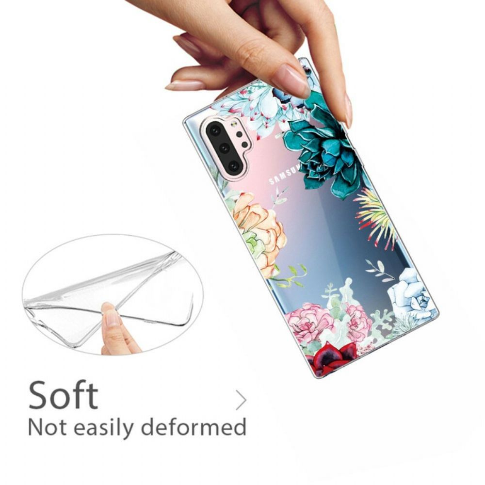 Hoesje voor Samsung Galaxy Note 10 Plus Naadloze Aquarelbloemen