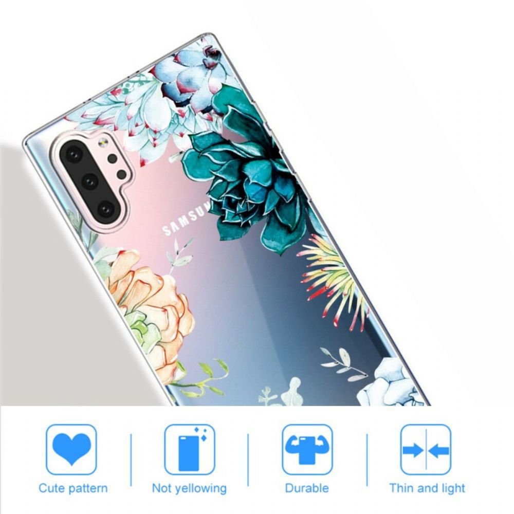 Hoesje voor Samsung Galaxy Note 10 Plus Naadloze Aquarelbloemen