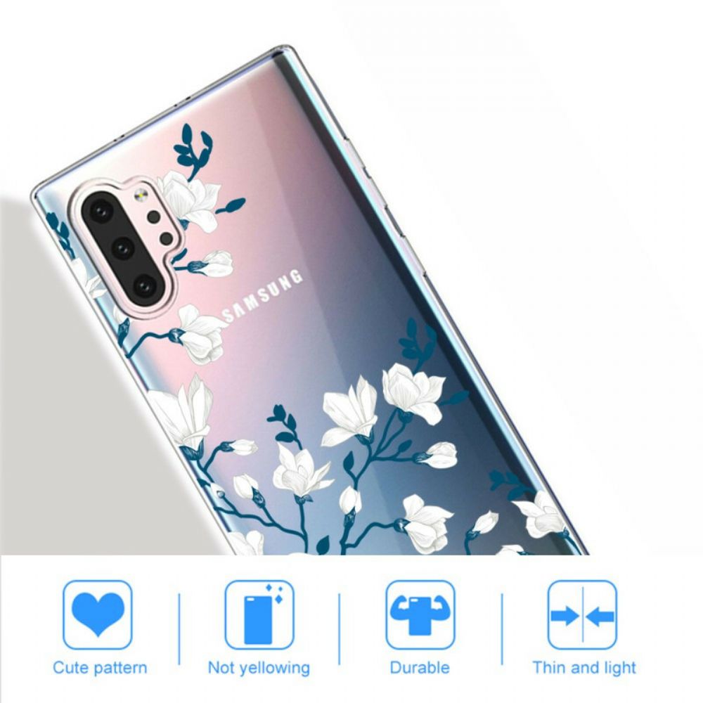 Hoesje voor Samsung Galaxy Note 10 Plus Witte Bloemen