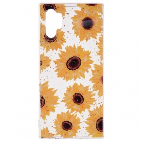 Hoesje voor Samsung Galaxy Note 10 Plus Zonnebloemen En Pailletten