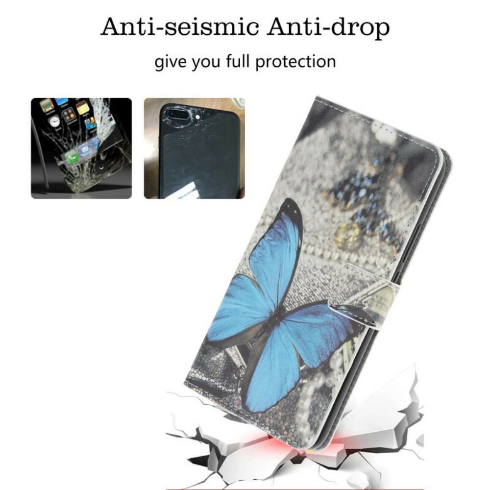 Leren Hoesje voor Samsung Galaxy Note 10 Plus Blauwe Vlinder