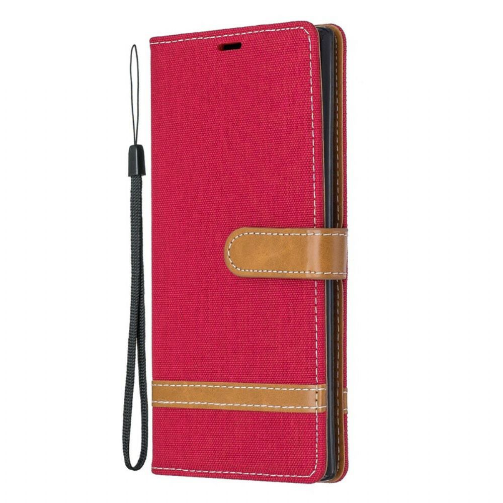 Leren Hoesje voor Samsung Galaxy Note 10 Plus Met Ketting Band Met Stof En Leereffect