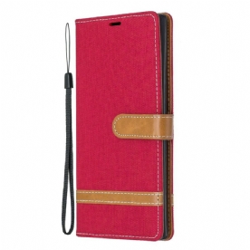 Leren Hoesje voor Samsung Galaxy Note 10 Plus Met Ketting Band Met Stof En Leereffect