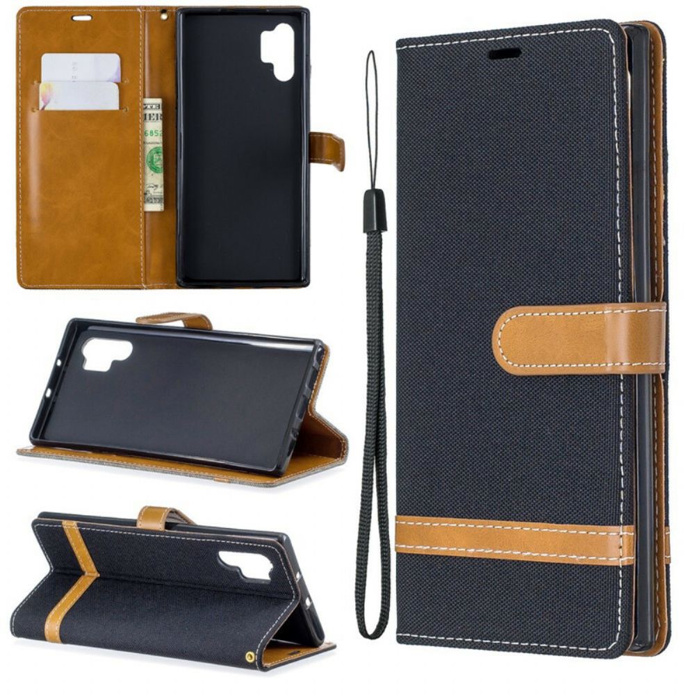 Leren Hoesje voor Samsung Galaxy Note 10 Plus Met Ketting Band Met Stof En Leereffect