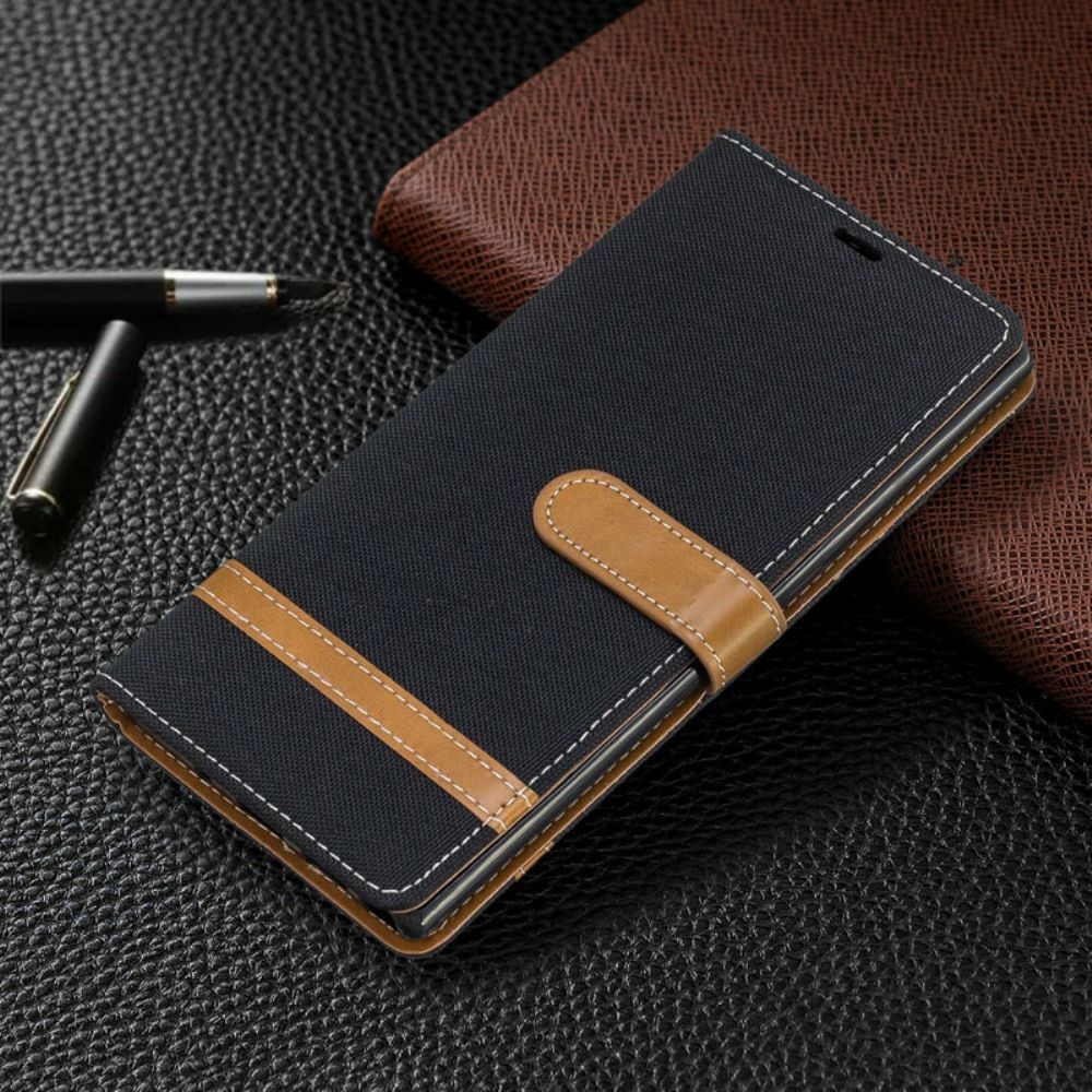 Leren Hoesje voor Samsung Galaxy Note 10 Plus Met Ketting Band Met Stof En Leereffect