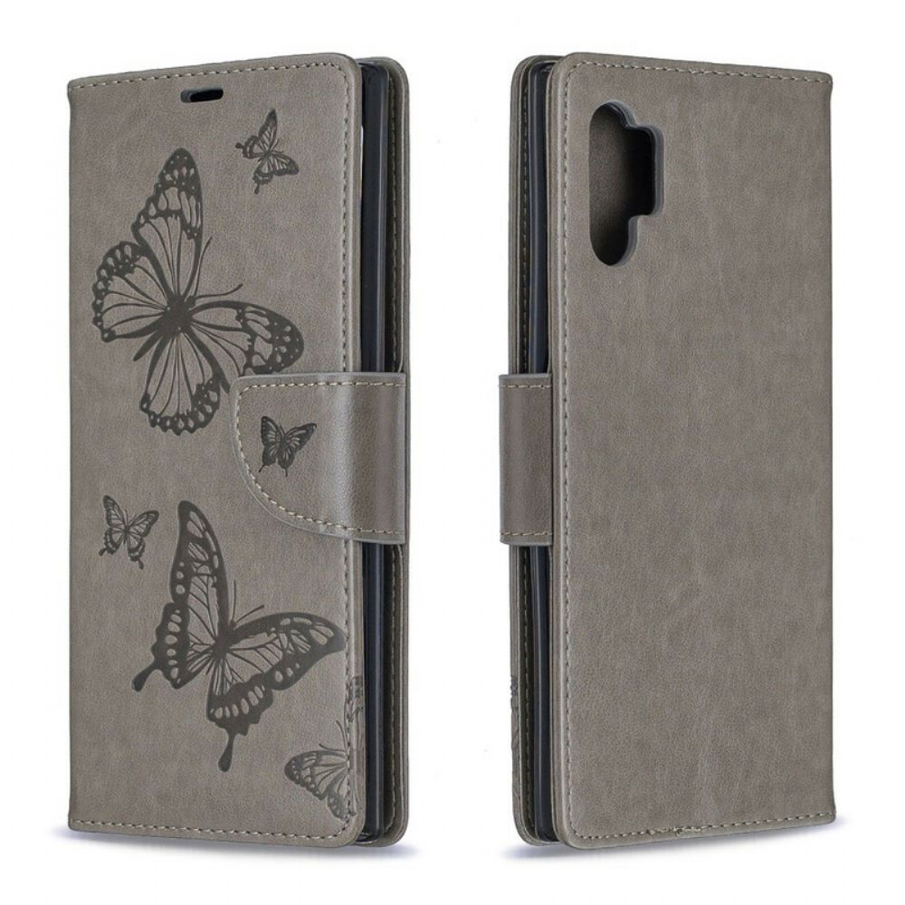 Leren Hoesje voor Samsung Galaxy Note 10 Plus Met Ketting Mooie Vlinders Met Riem