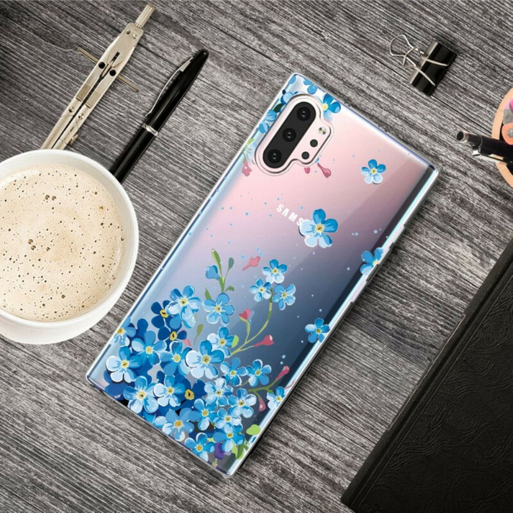 Telefoonhoesje voor Samsung Galaxy Note 10 Plus Blauwe Bloemen