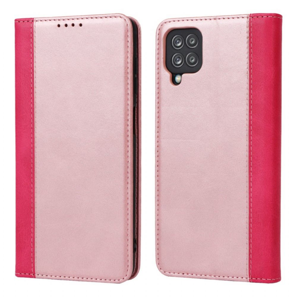 Bescherming Hoesje voor Samsung Galaxy A12 / M12 Folio-hoesje Tweekleurige Lederen Stijl