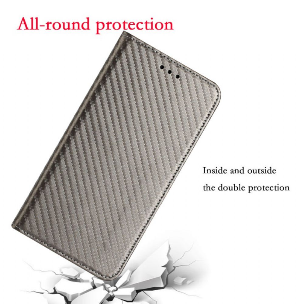 Bescherming Hoesje voor Samsung Galaxy A12 / M12 Met Ketting Folio-hoesje Koolstofvezel Band