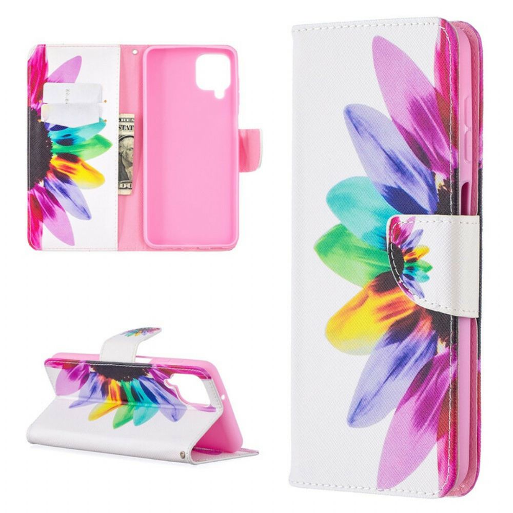 Flip Case voor Samsung Galaxy A12 / M12 Aquarel Bloem