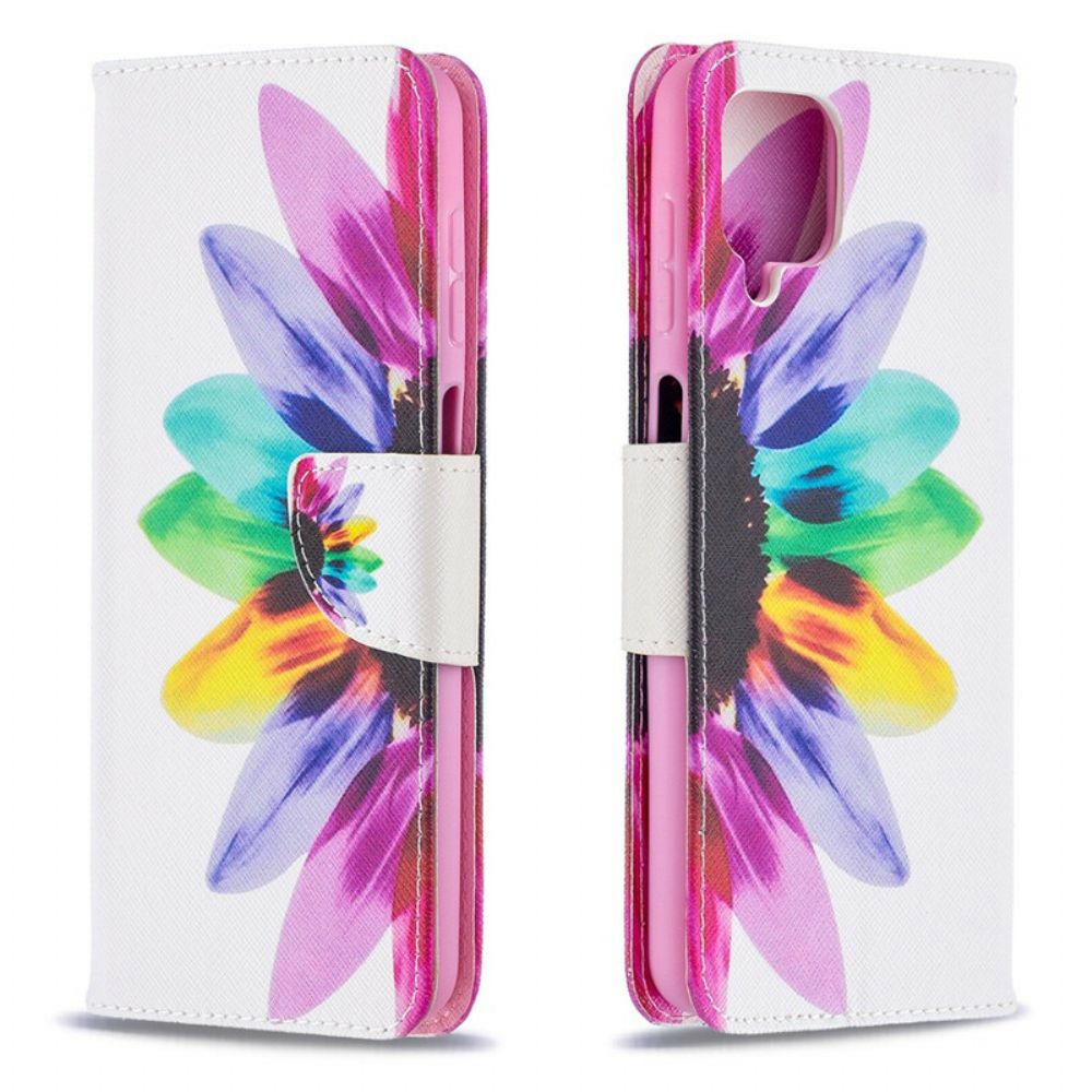 Flip Case voor Samsung Galaxy A12 / M12 Aquarel Bloem