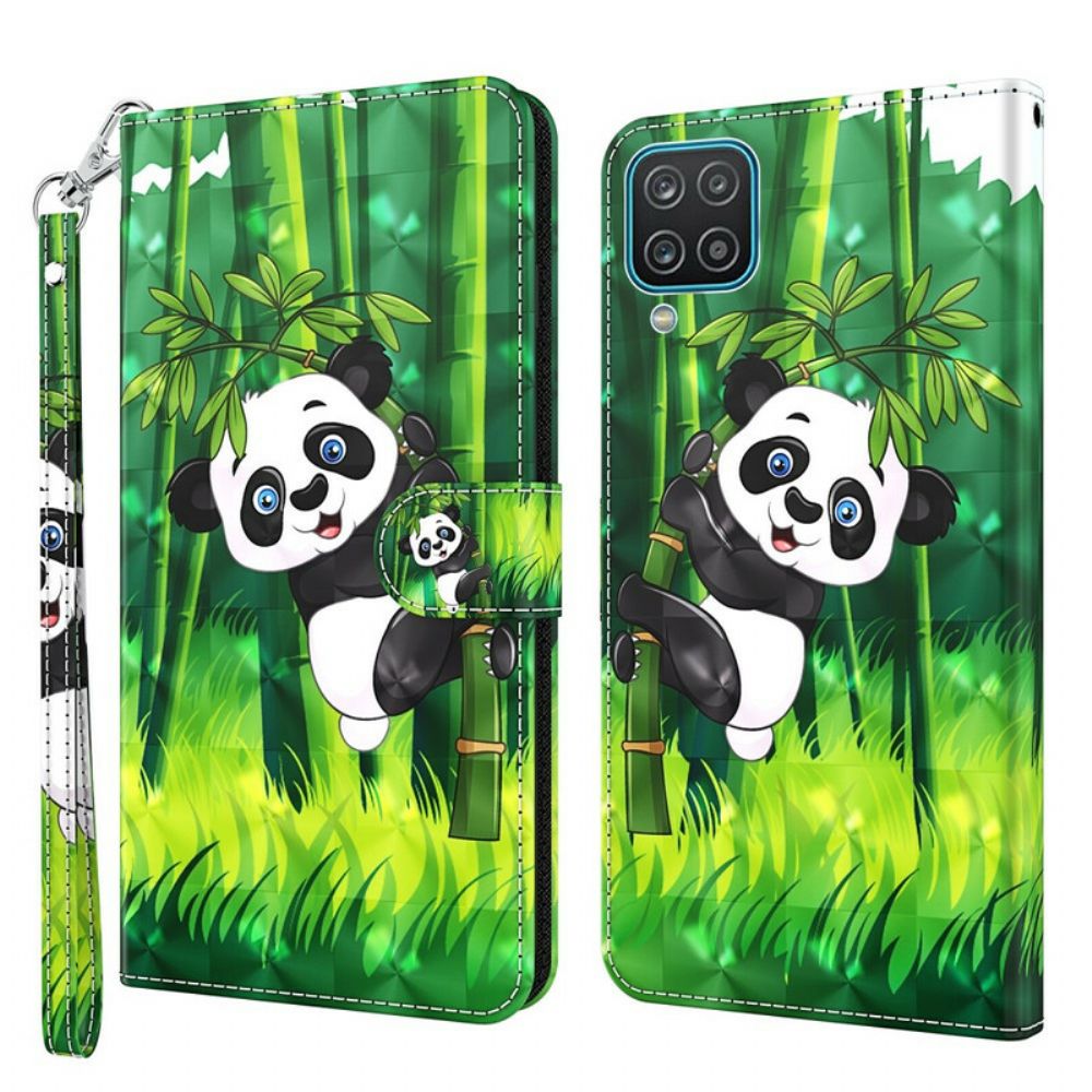 Flip Case voor Samsung Galaxy A12 / M12 Panda En Bamboe