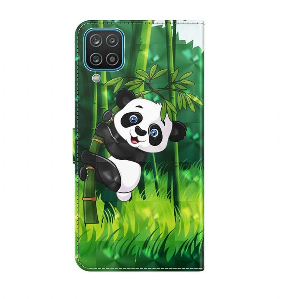 Flip Case voor Samsung Galaxy A12 / M12 Panda En Bamboe