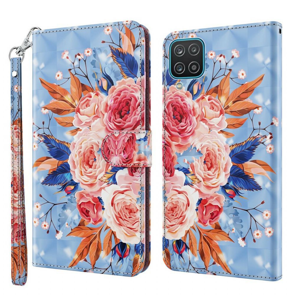 Flip Case voor Samsung Galaxy A12 / M12 Romantische Spot Met Lanyard