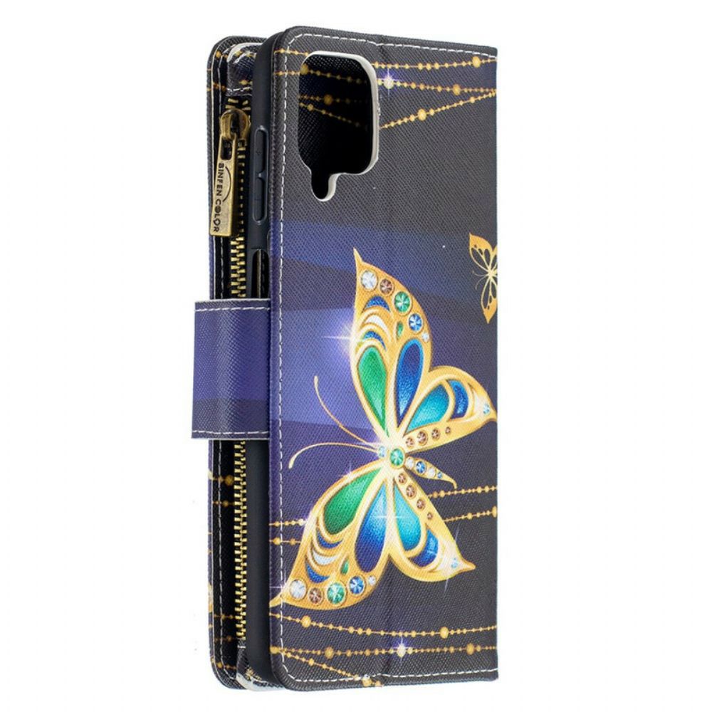 Flip Case voor Samsung Galaxy A12 / M12 Vlinderszak Met Rits