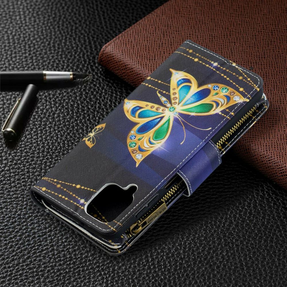 Flip Case voor Samsung Galaxy A12 / M12 Vlinderszak Met Rits