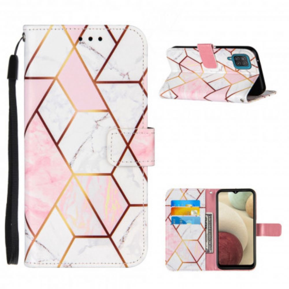 Folio-hoesje voor Samsung Galaxy A12 / M12 Geometrisch Marmer