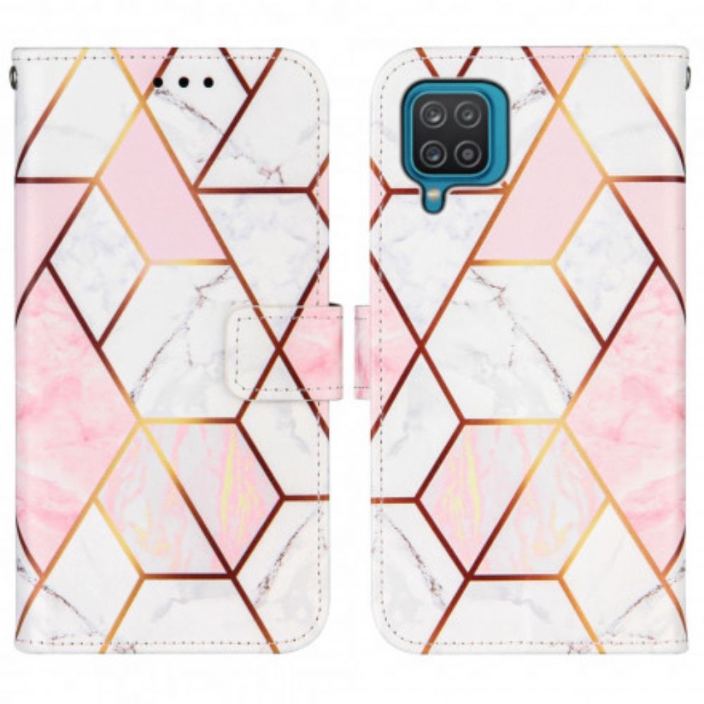 Folio-hoesje voor Samsung Galaxy A12 / M12 Geometrisch Marmer