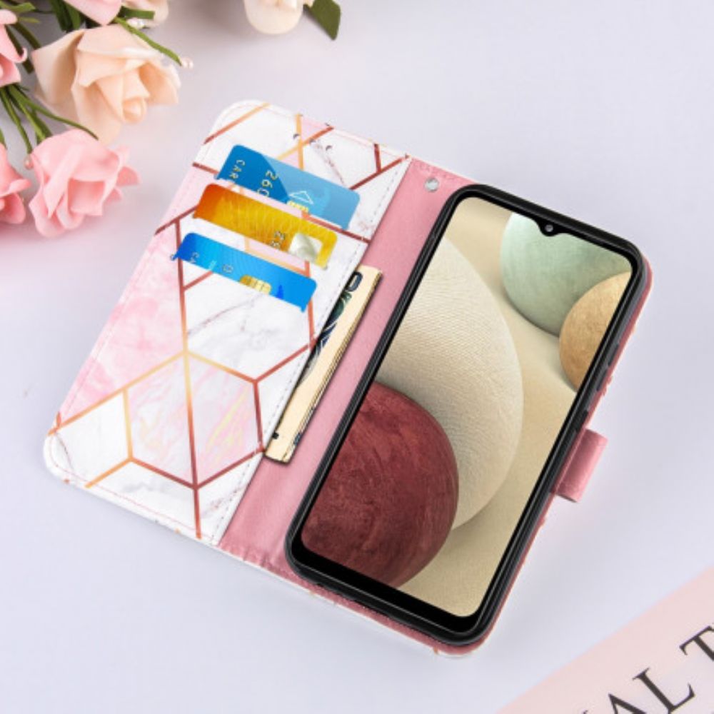 Folio-hoesje voor Samsung Galaxy A12 / M12 Geometrisch Marmer