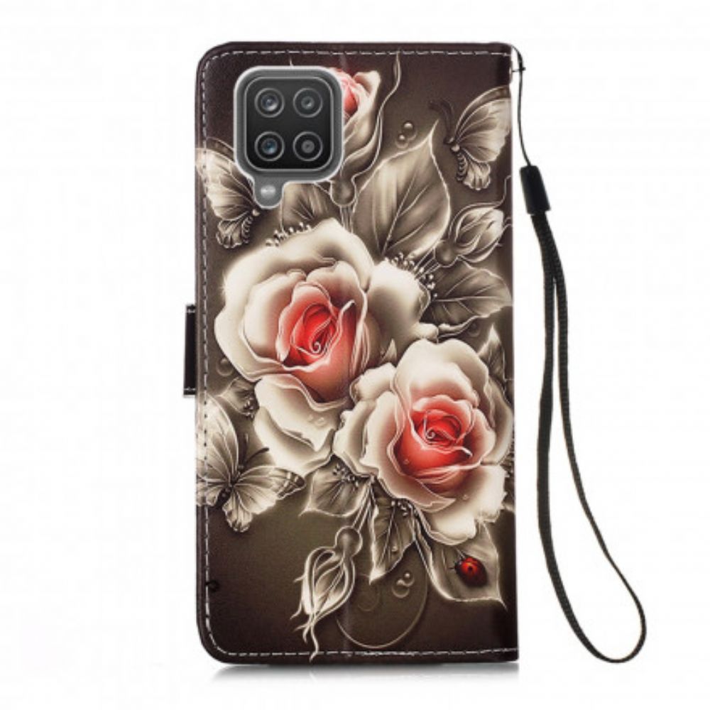 Folio-hoesje voor Samsung Galaxy A12 / M12 Gouden Rozen