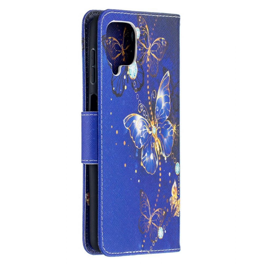 Folio-hoesje voor Samsung Galaxy A12 / M12 Gouden Vlinders