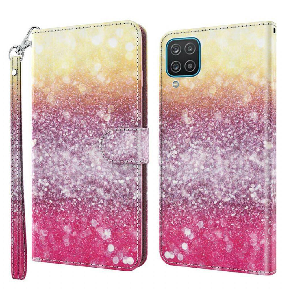 Folio-hoesje voor Samsung Galaxy A12 / M12 Magenta Glitterverloop