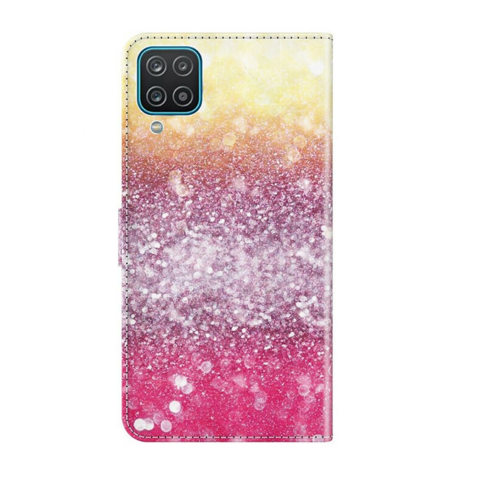 Folio-hoesje voor Samsung Galaxy A12 / M12 Magenta Glitterverloop