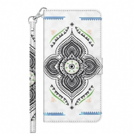 Folio-hoesje voor Samsung Galaxy A12 / M12 Mandala Lichtspots Met Lanyard